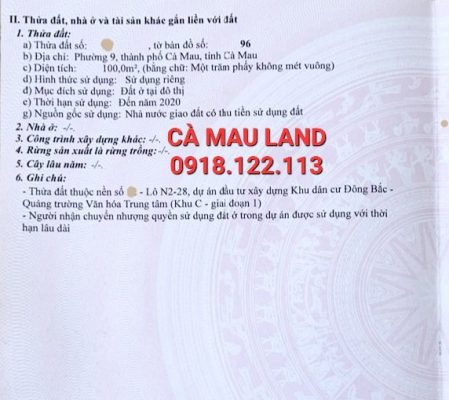Bán đất KDC Minh Thắng Cà Mau đường số 9 phường 9 giá rẻ